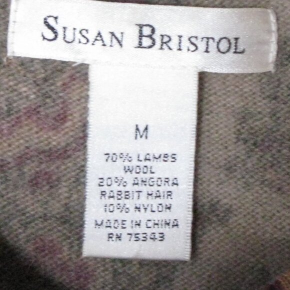 Susan Bristol Paisley Lambswool/Angora/Nylon Button Front Cardigan Size Medium - Picture 6 of 6